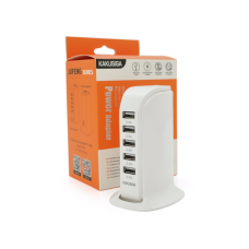 СЗУ AC100-240V iKAKU KSC-741 Jufeng Series Desktop, 5xUSB, Output: DC5V / 2.4A (12W), White, Box