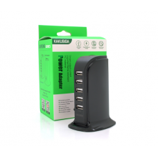 СЗУ AC100-240V iKAKU KSC-741 Jufeng Series Desktop, 5xUSB, Output: DC5V / 2.4A (12W), Black, Box