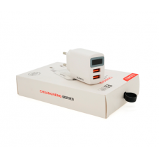 СЗУ AC100-240V iKAKU KSC-180 CHUANGNENG, 2xUSB, 2.4A, с цифровым дисплеем, White, Box