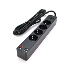 Сетевой фильтр KSC-717 Zhengya series на 4 розетки + 4 USB выхода 4000W,1.8m, Black