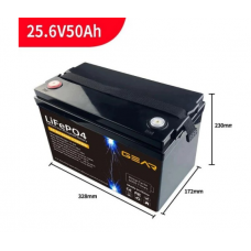 Літій-залізо-фосфатний акумулятор GEAR LiFePO4 25.6V 50AH (BMS-50A / 50A), (328x230x172), 10.5kg до 6000 циклів