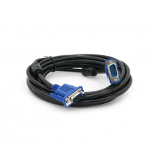 Кабель Merlion VGA 3+2 4m, male to male (тато-тато), 2 ферити, чорно-синій, пакет