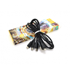 Кабель HOCO X76 USB-1 4 in 1 Micro / Iphone / 2*Type-C, 2A, длина 1м, Black, Box