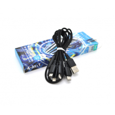 Кабель HOCO X76 USB-1 4 in 1 Micro / 2*Iphone / Type-C, 2A, длина 1м, Black, Box