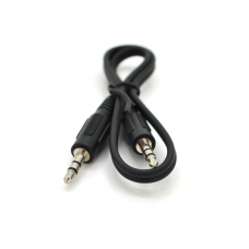 Кабель AUX Audio DC3.5 папа-папа 0,4м, GOLD Stereo Jack, (круглый) Black cable, Пакет