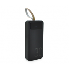 Power bank YM-318KCX 30000mAh, flashlight, Input: 5V / 2.1A(micro USB, Type-C, Lightning),Output: 5V / 2.1A(4хUSB),With 3 owner cable,plastic,Black,BOX