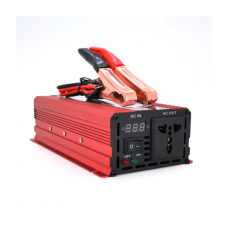 Інвертор напруги CJ-1600M (DC:800W), 12 / 220V з апроксимованою синусоїдою, 1 універсальна розетка, крокодили