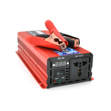 Інвертор напруги DA-2200M (DC:1100W), 12 / 220V з апроксимованою синусоїдою, 1 універсальна розетка, клемні дроти