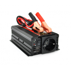 Інвертор напруги CARMAER1500W (300 Вт), 12 / 220V з апроксимованою синусоїдою, 1Shuko, 2*USB (DC:5V / 2A), крокодили+ прикурювач
