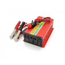 Інвертор напруги ERYUAN EY-1000 (600Вт), 12 / 220V, approximated, 1 універсальна розетка + USB, клем + крокодили + АЗУ, Box