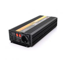 Інвертор напруги POWERMASTER-1500 (900Вт), 12 / 220V, approximated, 1 універсальна розетка, клем + крокодили, Box