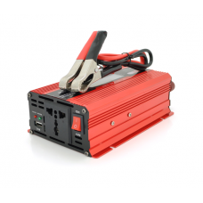 Інвертор напруги UKC+LCD, 500ВА(300Вт), 12 / 220V, approximated, 1 універсальна розетка, клем + крокодили