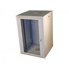 Шафа телекомунікаційна 19" VAGO 18U, настінна, двері акрил, сіра, (910х600х600)