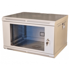 Шафа телекомунікаційна 19" VAGO 6U, настінна, двері акрил, сіра, (370х600х450)