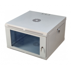 Шафа телекомунікаційна 19" VAGO 6U, настінна, двері акрил, сіра, (370х600х600)