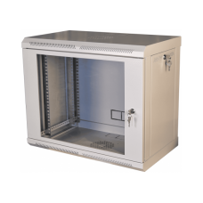 Шафа телекомунікаційна 19" VAGO 9U, настінна, двері акрил, сірий, (505х600х350)