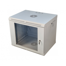 Шафа телекомунікаційна 19" VAGO 9U, настінна, двері акрил, сірий, (505х600х450)
