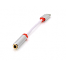 Переходник KY-201 Type-C(M) / Jack 3.5mm(F), 5см, White / Black, Box