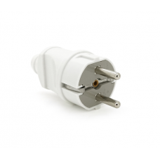 Вилка Євро із заземленням пряма, розбірна, Premium16А 220V, колір білий