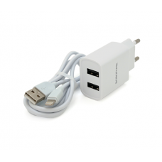 Набір BOROFONE BA53A СЗУ 1xUSB+ кабель Lighting, 2.1A, 1м, White, Blister-box