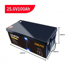 Літій-залізо-фосфатний акумулятор GEAR LiFePO4 25.6V 100AH (BMS-50A / 100A), (522x328x218), 20.5kg до 6000 циклів