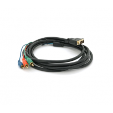 Кабель DVI (тато)-3RCA (тато), 3m, 2 ферит, Black, ОЕМ