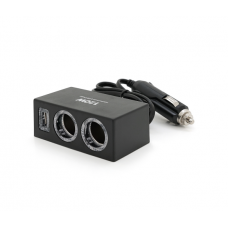 АЗУ розгалужувач Olesson 1522, 12V-2*12V+USB, Black, Blister
