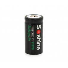 Аккумулятор Soshine 16340 / CR123 Li-Ion, 700mAh, 1A, 4.2 / 3.7 / 2.5V, Button Top, Black