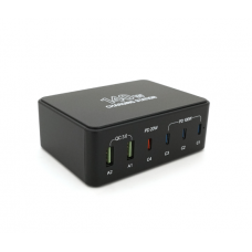 Зарядна станція V-118H потужністю 140W, Output: 2USB+4Type-C, DC: 5V / 3, 9V / 3A, 12V / 3A, 20V / 5A, Black