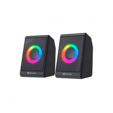 Колонки 2.0 Kisonli X12 для ПК и ноутбука, USB + 3.5mm, 2x3W, 20Hz- 20KHz, DC: 5V, RGB light, Black, BOX