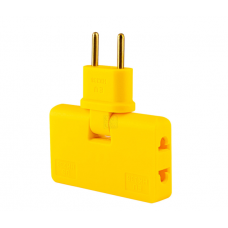 Тройник + переходник 3 in 1, UK / US-EU, 220В, 10А, поворотный 180°, Yellow
