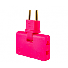 Тройник + переходник 3 in 1, UK / US-EU, 220В, 10А, поворотный 180°, Pink