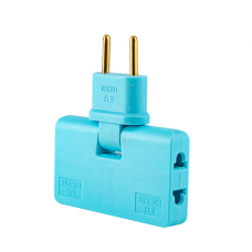 Тройник + переходник 3 in 1, UK / US-EU, 220В, 10А, поворотный 180°, Blue
