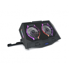 Підставка для ноутбука IceCoorel N10, 10-18", 2*125mm 1400±10% RPM, корпус пластик+алюміній, 2xUSB 2.0+LCD display+підставка для мобільного телефону
