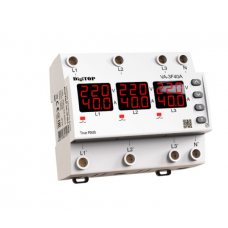 Реле напруги та струму дворежимне одно / трифазне VA-3F40A M6R на DIN-рейку, 3*40А, 3*8500Вт, 120-270В, шестимодульне з індикатором напруги