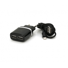 Набор СЗУ 110-240V HOCO C12+ кабель Lighting, 1xUSB, 2.4A, кабель 1м, Black, Blister
