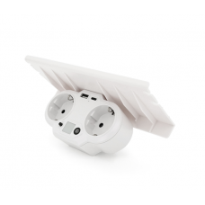 Розетка двойник с заземлением HHT609W, USB+Type-C, 4А, зашита от перегрузки, подставка под телефон, White