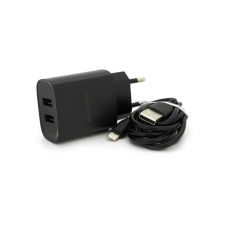 Набір BOROFONE BN2 СЗУ 2xUSB+ кабель Lighting, 2.1A, 1м, Black, Box
