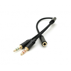 Разветвитель аудио для наушников и микрофона, Jack 3.5 (мама ) 4 pin =>2*Jack 3.5(папа) 3 pin , круглый в оплетке, Box