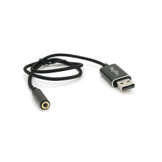 Переходник для наушников VegGieg V-K201 USB2.0(M)-Jack3.5(F), Black, Box