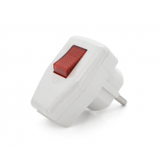 Вилка с выключателем угловая YT-426A, 16A 250V, A105, White