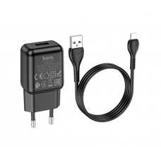 Набор СЗУ 110-240V HOCO C96A+ кабель Lighting, 1xUSB, 2.1A, кабель 1м, Black, Blister