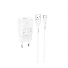Набор СЗУ 110-240V HOCO C96A+ кабель Type-C, 1xUSB, 2.1A, кабель 1м, White, Blister