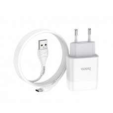 Набор СЗУ 110-240V HOCO C73A+ кабель Type-C, 2xUSB, 2.4A, кабель 1м, White, Blister