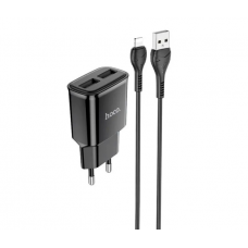 Набор СЗУ 110-240V HOCO C88A+ кабель Lighting, 2xUSB, 2.4A, кабель 1м, Black, Box