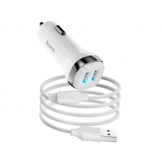 Набор АЗУ 12-24V HOCO Z40+ кабель Micro, 2xUSB, 2.4A, кабель 1м, White, Box