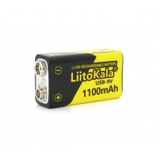 Аккумулятор LiitoKala 9V / 1100mAh, крона, USB выход,NiMH Rechargeable Battery, 4 штуки в блистере цена за штуку