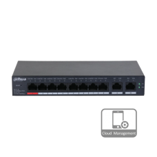 8-портовий керований PoE комутатор DH-CS4010-8ET-110 з 8 портами POE 100Мбіт + 2 порти UP-Link 1000Мбіт, 190x106x30 мм