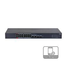 16-портовий керований PoE комутатор DH-CS4218-16ET-190 з 16 портами POE 100Мбіт + 2 / UP-Link 1000Мбіт + 2 / SFP 1000Мбіт, 190Вт, 440x220x44 мм