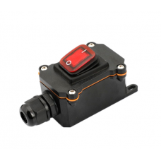 Переключатель наружного монтажа, красная кнопка с подсветкой, IP65, 12-24V, Black